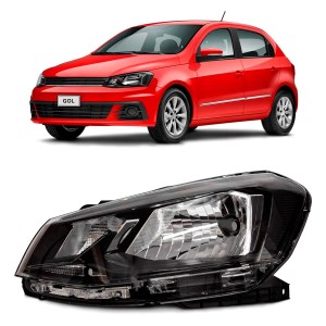 FAROL VW GOL/SAV/VOY G7 17/18/19 SIMPLES FRISO PRETO ESQ