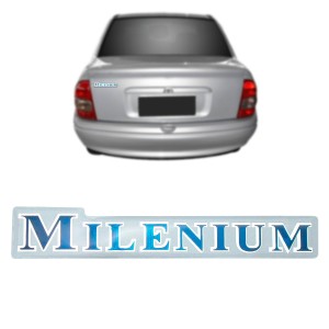 EMBLEMA (MILENIUM) ASTRA/CORSA/VECTRA PRATA E AZUL (RESINADO)