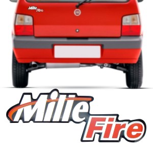 EMBLEMA (MILLE FIRE) UNO CROMADO/VERMELHO (RESINADO)