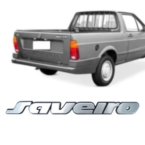 EMBLEMA (SAVEIRO) VW SAVEIRO 90/96 CINZA COM FUNDO PRETO
