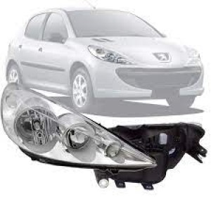 FAROL PEUGEOT 207 09/10/11/12/13/14 DIREITO CROMADO