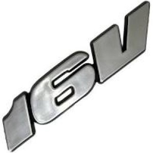 EMBLEMA (16V) VW TODOS 96/97 GRANDE CINZA ESCOVADO COM FUNDO PRETO